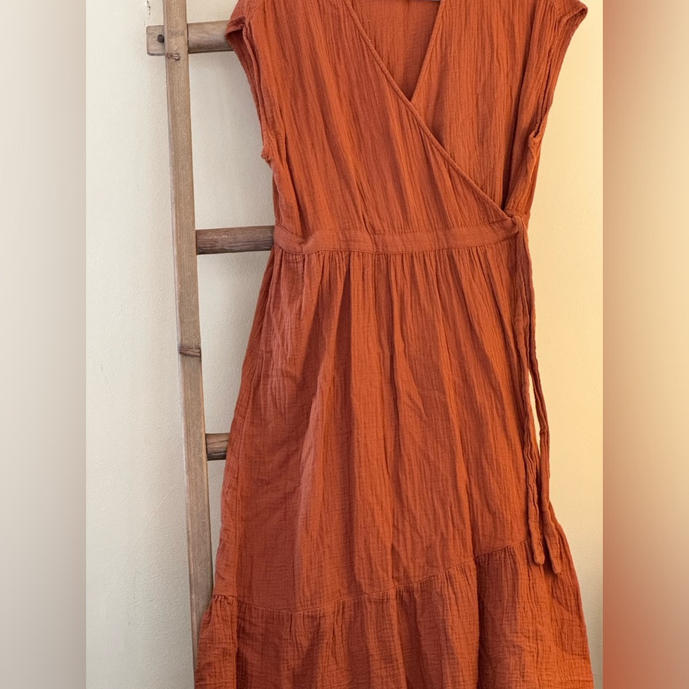 Universal Thread Rust Orange Wrap Dress